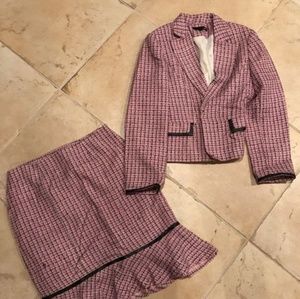Lightweight pink and black Tweed suit size 8